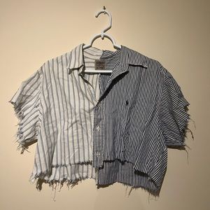 LF THE BRAND Vintage furst of a kind reworked polo crop top